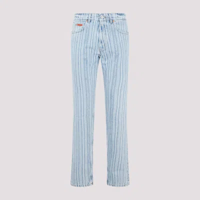 Martine Rose Blue Pinstripe Straight Leg Cotton Jeans