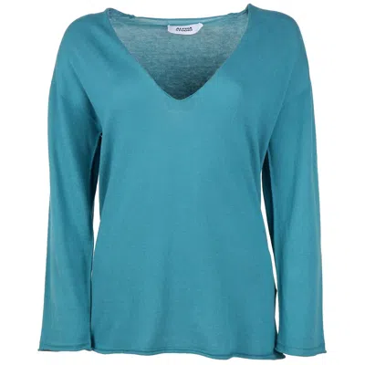 Alpha Studio Green Cotton Sweater In Blue