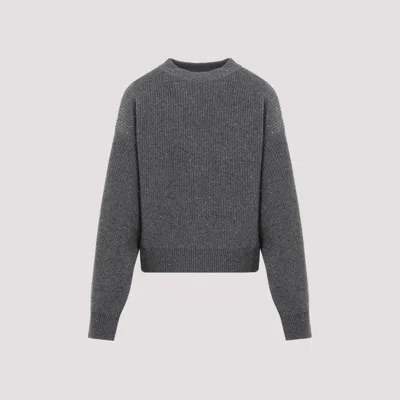 Brunello Cucinelli Grey Micro Paillette Cashmere Sweater
