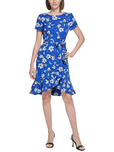 Calvin Klein Womens Work Short Sheath Dress In Blue