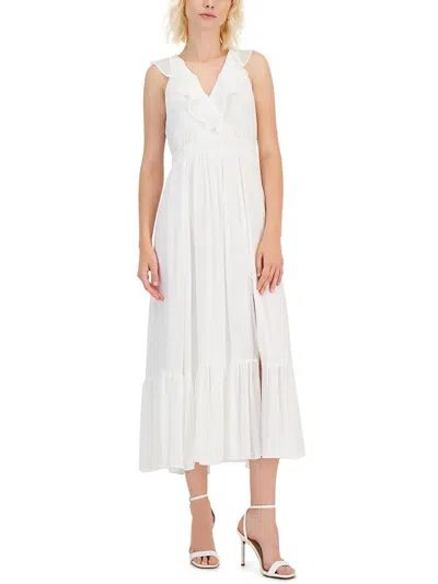 Taylor Womens Chiffon Mid-calf Midi Dress In White