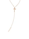 LANA JEWELRY 14K Rose Gold Cross Lariat Necklace