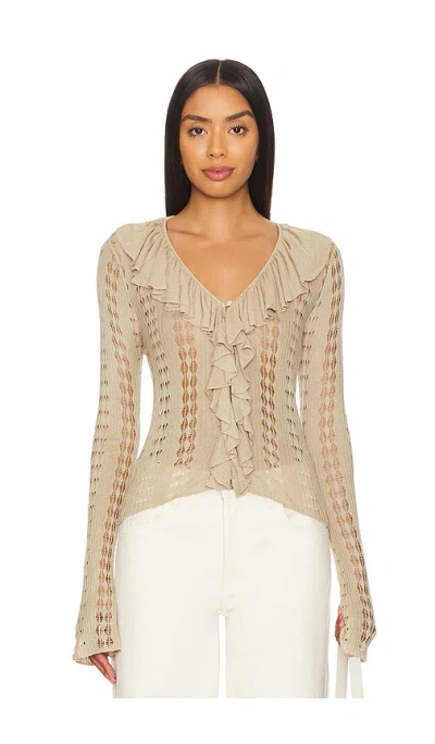 Weworewhat Ruffle Sweater In Taupe