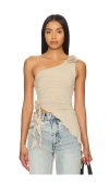Weworewhat Aysmmetrical Rose Top In Safari