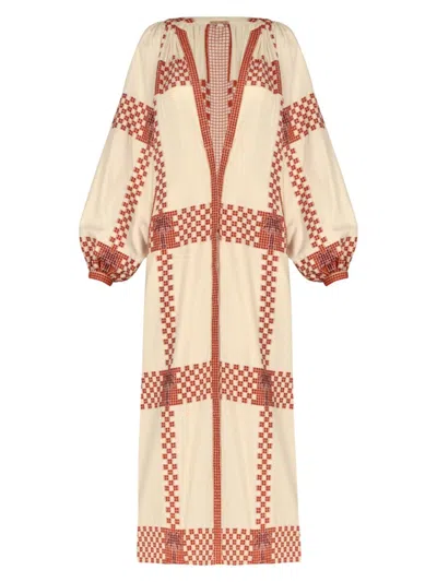 Johanna Ortiz Diosa Geometrica Plunged Cotton Maxi Dress In Print