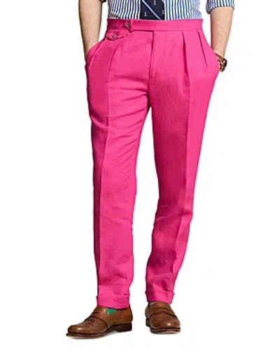 Polo Ralph Lauren Men's Linen Pleated Trousers In Bright Pink