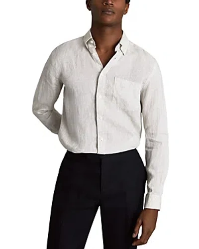 Reiss Queens - White Linen Button-down Collar Shirt, M