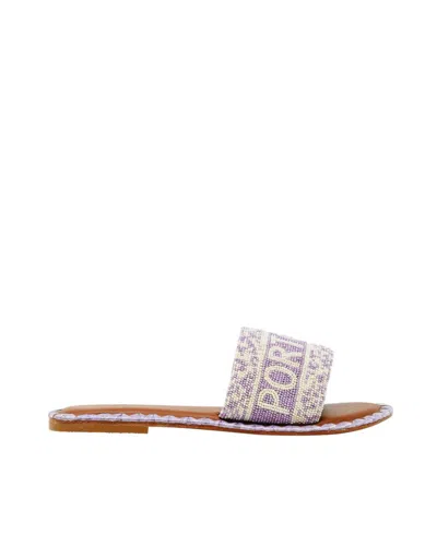 De Siena Shoes Miami Beaded Leather Sandals In Lilac