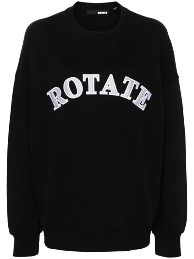 Rotate Birger Christensen Logo-patch Organic-cotton Sweatshirt In Black