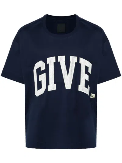 Givenchy T-shirt  College Dalla Vestibilità Boxy In Cotone In Blue