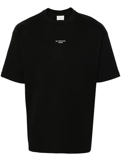 Drôle De Monsieur Slogan-print Cotton T-shirt In Black