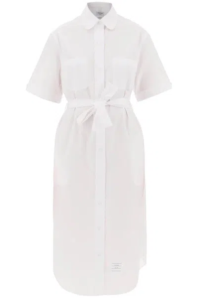 Thom Browne Cotton Midi Shirt Dress In White
