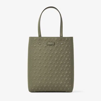 Jimmy Choo Lenny M-m Canvas Tote Bag In Moss Green/silver