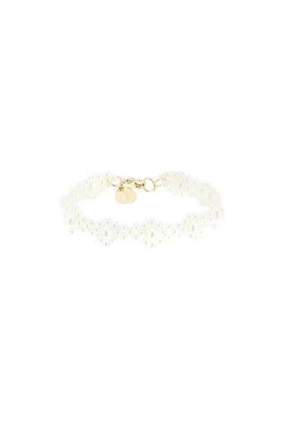 Simone Rocha Bracelet With Daisy Shaped Beads In 白色的