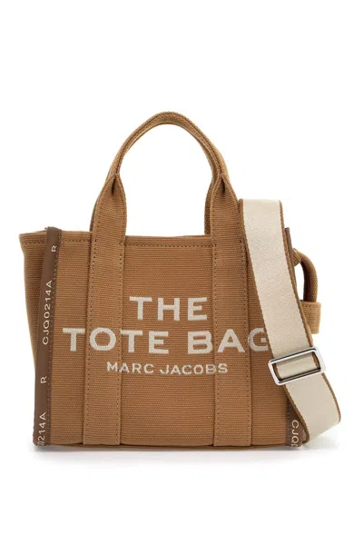 Marc Jacobs The Jacquard Small Tote Camel Handbag In 棕色的