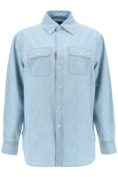 Polo Ralph Lauren Embroidered Chambray In Light Blue
