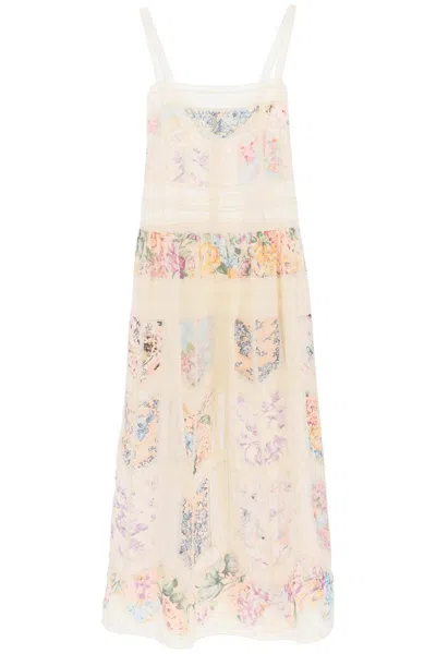 Zimmermann Floral Dress With Lace Trim In Multicolor