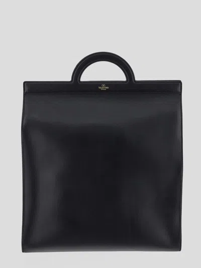 Valentino Garavani Black Leather Shopping Bag