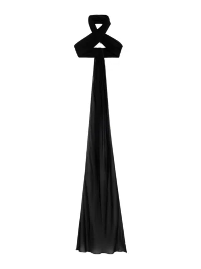 Ami Alexandre Mattiussi Sash Silk Cropped Top In Black