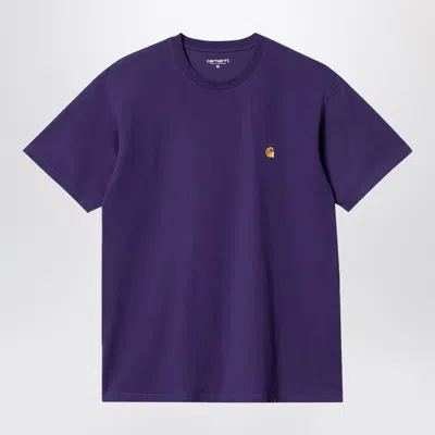 Carhartt Wip S/s Chase Tyrian Coloured Cotton T Shirt In Purple