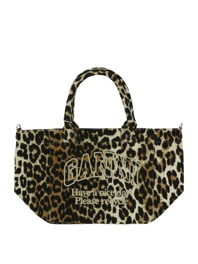 Ganni Leopard Handbags In Brown