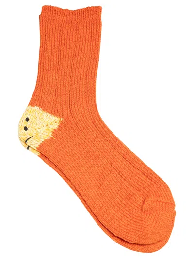 Kapital "rainbowy Happy Heel" Socks In Orange