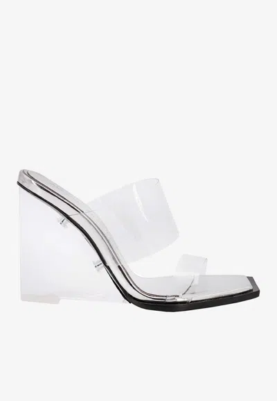 Alexander Mcqueen Shard Wedge-heel Sandals In Silver