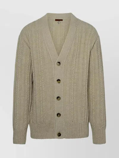 Alanui The Talking Glacier Cable-knit Cardigan In Neutrals