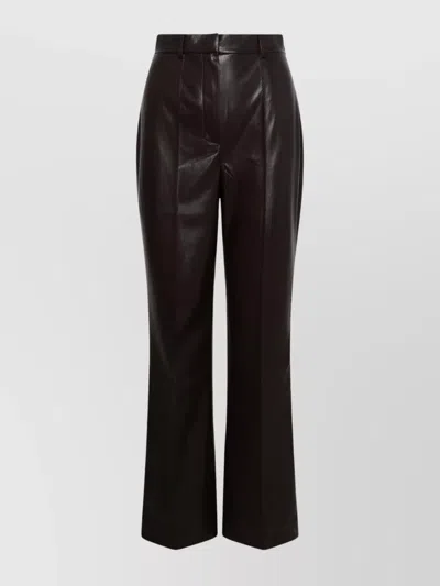Nanushka Leena Alternating Leather Trousers Okobor Chocolate In Black