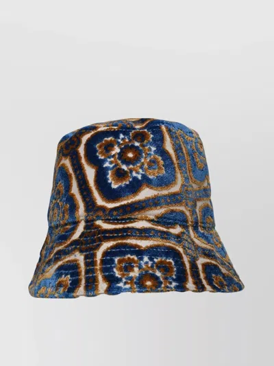 Etro Tapestry Cotton Blend Bucket Hat In Blue,multi