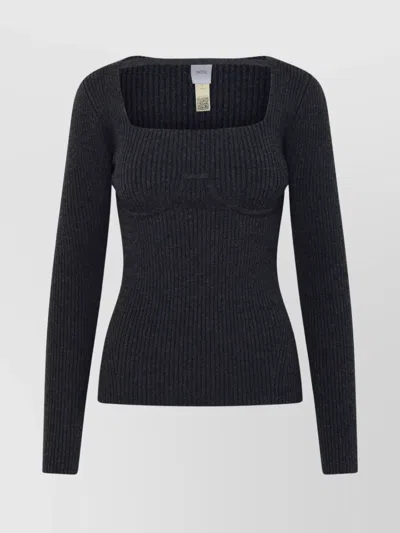 Patou Grey Wool Sweater In Black
