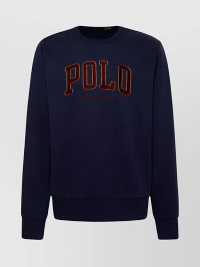 Polo Ralph Lauren Navy Cotton Blend Sweatshirt In Blue