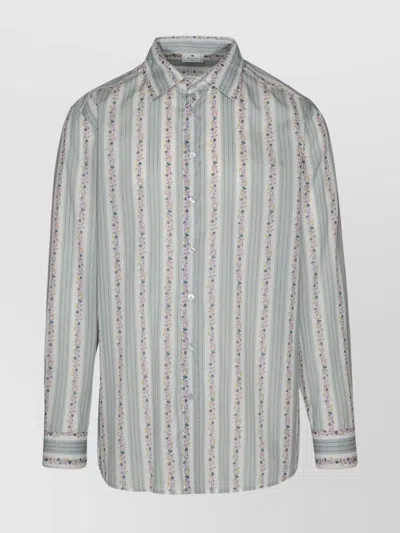 Etro Roma Shirt In Teal Cotton In Blue