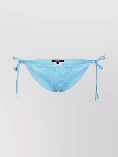 Versace Barocco-print Bikini Bottoms In Light Blue