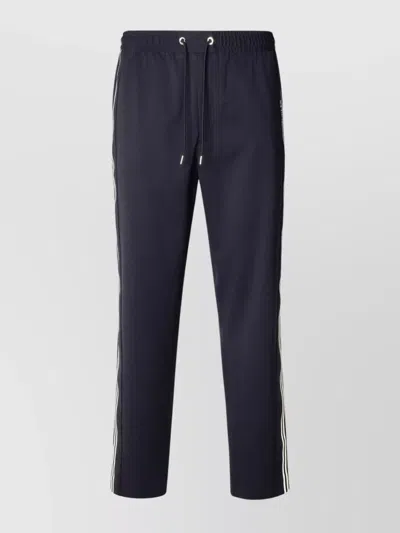 Moncler Navy Virgin Wool Blend Sporty Trousers In Blue