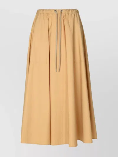Moncler Logo Cotton Midi Skirt In Yellow