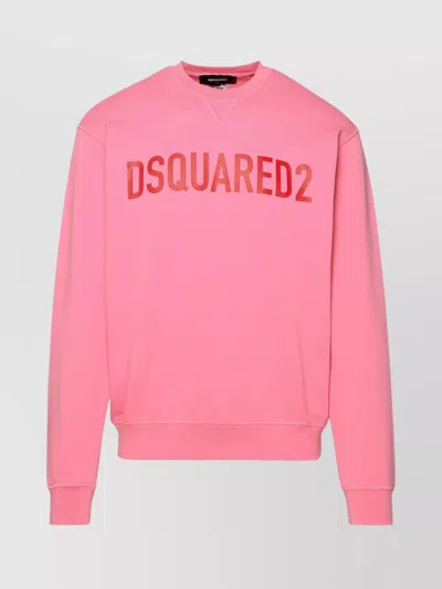 Dsquared2 Logo Cool Fit Cotton Crew Sweatshirt In Rosa