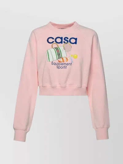 Casablanca Equipement Sportif Printed Cropped Sweatshirt In Pink