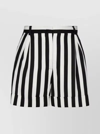 Moschino Striped Wide-leg Satin Shorts In Black
