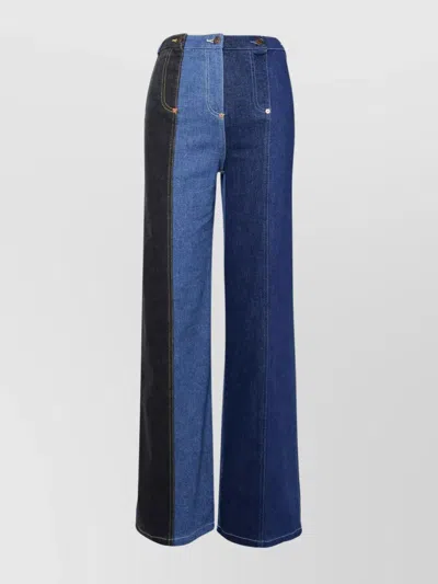 Moschino Jeans Wide Leg Panelled Jeans In Blue