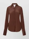 Sportmax Womens Cocoa Lelia Curved-hem Silk Shirt In Brown