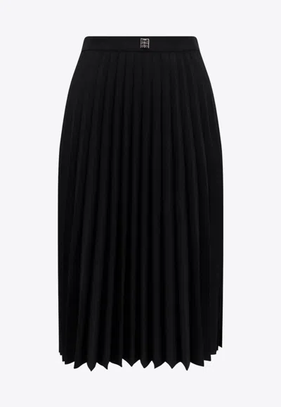 Givenchy 4g-plaque Pleated Midi Skirt In Black