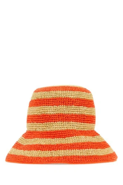 Prada Woman Embroidered Raffia Bucket Hat In Multicolor
