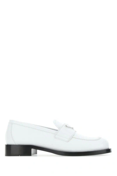 Prada Woman White Leather Loafers