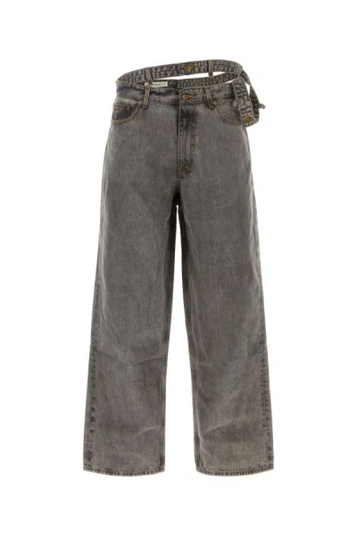 Y/project Y Project Man Graphite Denim Jeans In Gray