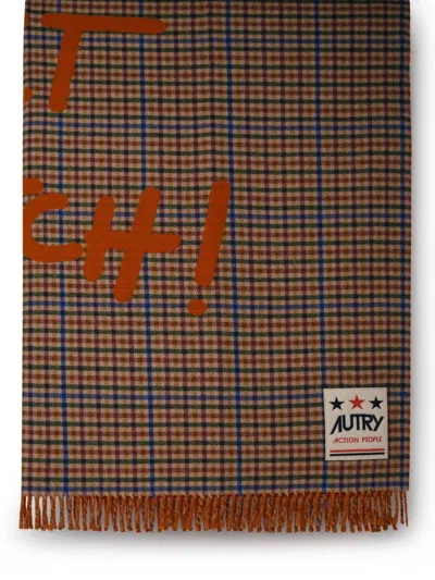Autry Multicolored Wool Blend Blanket In Brown