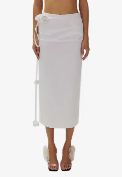 Magda Butrym Belted Floral-applique Midi Skirt In White