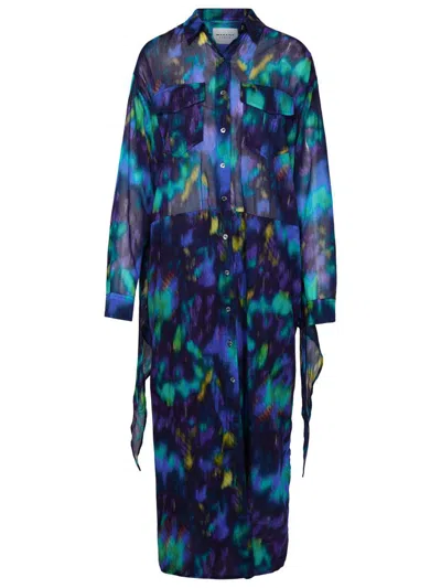 Isabel Marant Étoile 'nesli' Multicolor Cotton Dress In Blue