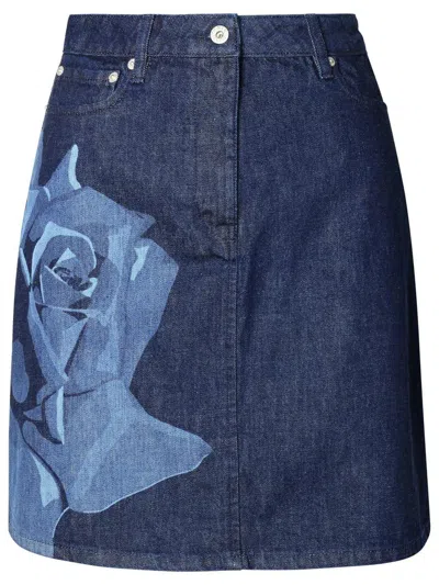 Kenzo Blue Cotton Miniskirt