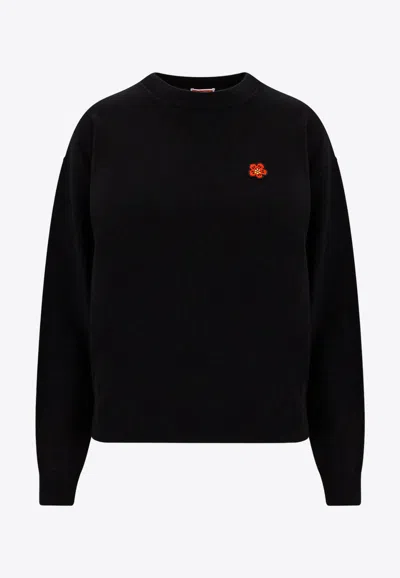 Kenzo Boke Flower Crewneck Sweater In Black